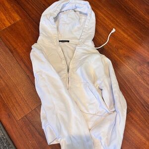 Brandy Melville white cropped Zip-Up Hoodie